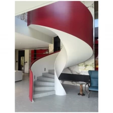 China Customized Classic Interior Design of Wrought Iron Wooden Curved Staircase From China Stairs Shenzhen Factory manufacturer