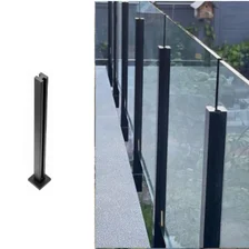 Kiina Musta ruostumattomasta teräksestä valmistettu uritettu lasinen kaiteenpylväs pyöreänä tai neliömäisenä lasikaiteeseen valmistaja