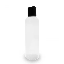 China Custom Empty Round 6 oz 180ml Lotion Packaging Bottles Clear Cosmetic Plastic Bottles With Lid manufacturer