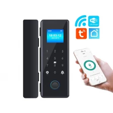 الصين نظام بطاقة القرب اللاسلكية 125 كيلو هرتز، التحكم في الوصول إلى لوحة المفاتيح الرقمية التي تعمل باللمس، قفل الباب الزجاجي الذكي Tuya WiFi مع بصمة الإصبع الصانع