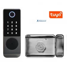 China Tuya Outdoor waterproof aluminium doors Security APP Access Smart Keyless Fingerprint Smart Lock for Gate Door manufacturer