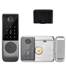 China Tuya Smart Outdoor Gate Door Lock Waterproof Double Fingerprint Digital Password RFID Card Keyless Entry WiFi Bluetooth manufacturer