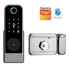 China IP65 Waterproof smart doorlock Tuya Wifi Gate RIM lock Outdoor Digital keypad code electronic lock manufacturer