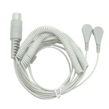 China Customizable Spring Lead Wire DIN 5 Pin Male to Dual 3.5mm Female Snap ECG Coiled Cable | Dongguan Certified Medical Manufacturer manufacturer