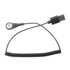 China Customized USB A Male to 4.0mm Female Snap Electrode Coiled Spring Cable | Medical Grade from Dongguan Manufacturer manufacturer
