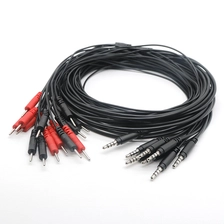 China Plugue macho de áudio personalizado de 3,5 mm e 4 pólos para fio de ligação de fisioterapia com pino de eletrodo banhado a níquel de 2,0 mm | Fornecedor de cabo Dongguan fabricante
