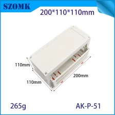 中国 200*110*110mm AK-P-51スモールディンレールエンクロージャー双方向アウトレット接続ボックスABS電気PCBエンクロージャー メーカー