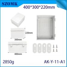 porcelana Tapa con bisagras a prueba de explosión AK-Y-11A1 IP67 Box ABS Impermeable Caja de bisagras a bisagras a prueba de polvo 400x300x220 mm fabricante