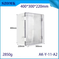 porcelana AK-Y-11A2 IP67 IP67 ABS impermeable y material PC Caja de plástico para dispositivos electrónicos Cinete de proyecto universal al aire libre con cubierta transparente Gray 400x300x220mm fabricante