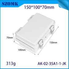 China AK-02-35A1-JK Electrical Connection Box IP67 ABS Power Enclosure Electrical Hinged Junction Case for Outdoor 100X150X70MM manufacturer