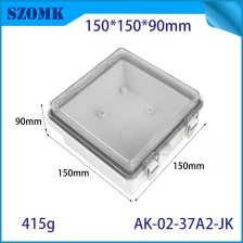 China AK-02-37A2-JK PC Transparent Door Lid Bracket Outdoor Enclosure IP67 Plastic Weatherproof Project Box with Mounting Plate 150X150X90MM manufacturer