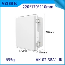 China AK-02-38A1-JK Wall Brackets Hinged Grey Cover ABS Protection Box IP67 Project Electric Enclosure 220X110X170MM manufacturer