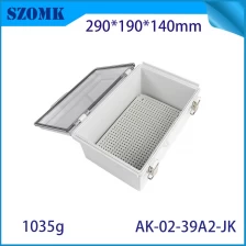 China AK-02-39A2-JK Clear Cover Stainless Steel Latch Junction Box Electrical Box Plastic IP67 Waterproof Box 290X190X140MM manufacturer