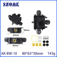 China 80*65*30mm AK-BW-10 Gabinete externo à prova d'água IP68 3 vias linha de conector de conector de conector de cabo de 4-15mm cabo de junção elétrica da caixa de junção elétrica Conector fabricante