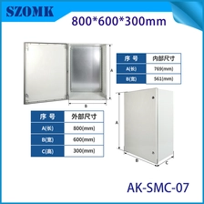 Chine Boîtier de commande SMC Durable, 800x600x300M, boîtier industriel évalué IP65 avec charnières et serrure à clé fabricant
