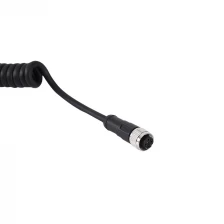 China M12 A coded female 4 pin Coil Retractile Cord manufacturer