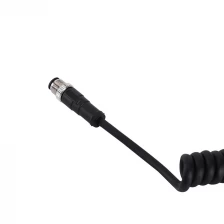China M12 male straight 5 6 8 pin Retractable coiled cable manufacturer