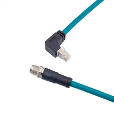 China M12 male to RJ45 elbow connector cable manufacturer