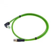 China M12 4pin male D-code to RJ45 right angle cable manufacturer