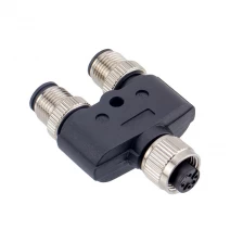 China M12 4-pin female to dual male Y splitter connector manufacturer