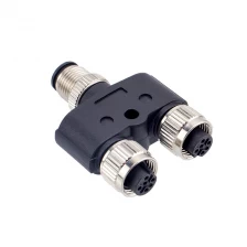 China M12 5 pole B coded coupler male to two female connector manufacturer