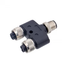 China M12 5P two way female T-coupler connector manufacturer