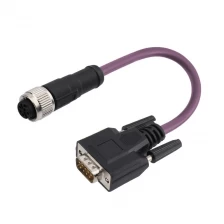 China M12 5 pole female to DB9 RS232 male cable manufacturer