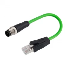China M12 D-Coded Male to RJ45 Plug green cable manufacturer