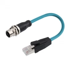 China M12 4 pole panel mount overmolding cable to RJ45 plug manufacturer