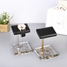 China acrylic base stand display watch pu leather cushion watch stand display watch  manufacturer
