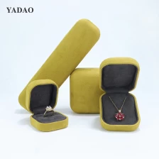 China 2023new arrival leaf yellow color suede jewelry packaging box manufacturer
