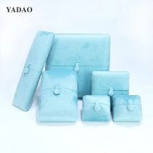China 2023new arrival blue velvet snap jewelry packaging box manufacturer