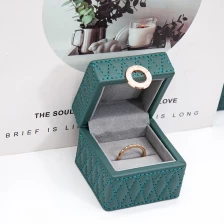 China Embalagem de luxo estilo natalino com design de costura de joias caixa verde escura fabricante