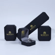 China customize octangle plastic box jewelry packaging black pu leather jewelry box set  manufacturer