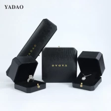 China Black luxury design high end quality custom packaging diamond ring button box free logo manufacturer