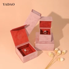 China Pinky suede flap style debossed pattern lovely custom jewelry accessory packaging botique store gifts box manufacturer