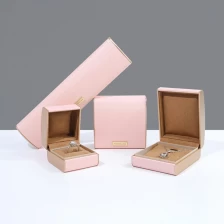 China wholesales pink plastic box camber lid pu leather pendant box jewelry packaging box stock box manufacturer