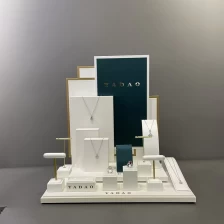 China popular window jewelry display set jewelry window showcase display props pu leather stands display ring earring pendant display manufacturer