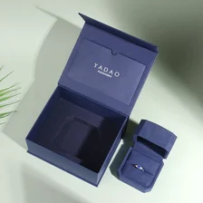 China popular blue color jewelry set box ring box paper box gift box set manufacturer