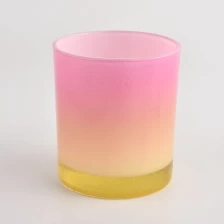 China 8oz glass candle jars with milky rainbow color sprayed manufacturer