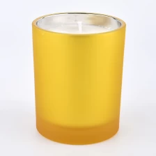 China frosted glass candle vessels with metallic silver inside  300ml manufacturer
