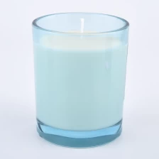 China transparent colored glass candle vessels with thick bottom manufacturer
