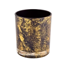 China Golden printing dust with black glass candle jars in bulk wholesale manufacturer