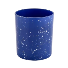 China Wholesale custom high quality white spots blue glass candle Jars manufacturer