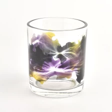 China crystal glass candle jars with whole printing manufacturer