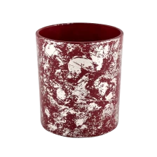 China Wholesale empty 290ml white printed dust and red glass candle jar manufacturer