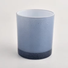 China dark blue glass candle holder decorative unique candle jars manufacturer
