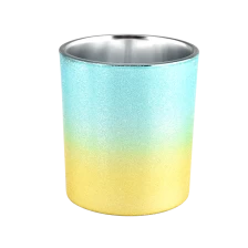 China ombre color sprayed metallic glass candle vessels manufacturer