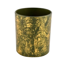 China Wholesale Custom Unique gold green Glass Empty Glass Candle Jar manufacturer