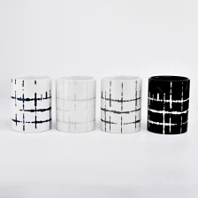China cylinder ceramic candle jar with custom artworks for home decoration manufacturer